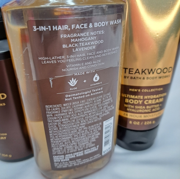 BATH & BODY WORKS 'TEAKWOOD' 3-PIECE GIFT SET BODY WASH, LOTION & MIST - Picture 8 of 16